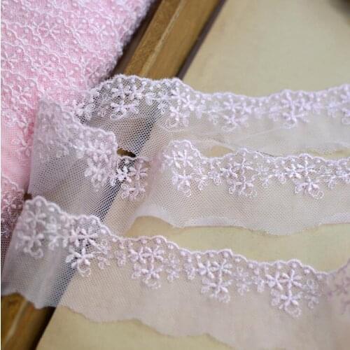 2 Meters Pink Color Lace Applique Embroidered Lace Trim Lace Fabric For Clothes Decoration High Quality 3.5cm Width