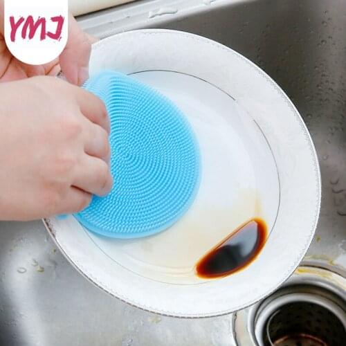 Multi-functional Silicone Dishwashing Brush Is Not Easy To Oil Rag Kitchen Brush Pot Bowl Household Cleaning Sponge Scouring