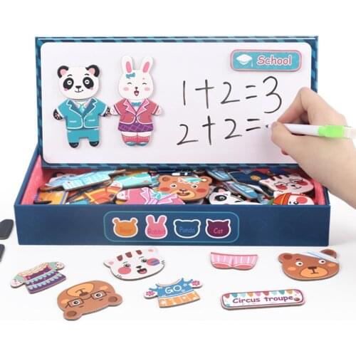 Cartoon Animals Puzzles Magnetic Building Blocks Matching Game Educational Toys Mntessori Kids Educational Toys for Kid Gift