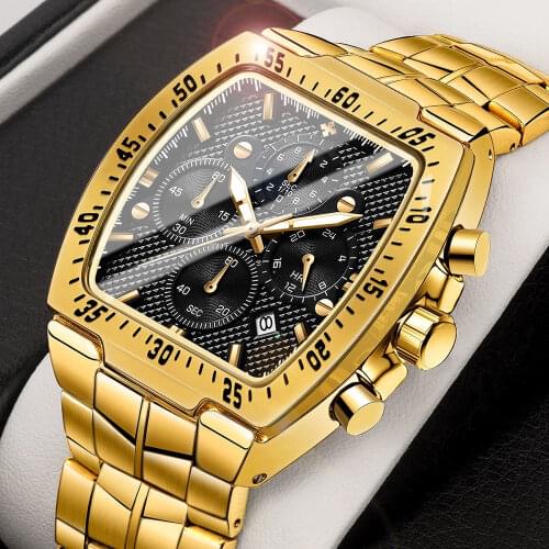 Relogio Masculino 2021 WWOOR Luxury Square Watch Men Military Steel Gold Black Quartz Waterproof Sports Chronograph Wristwatches