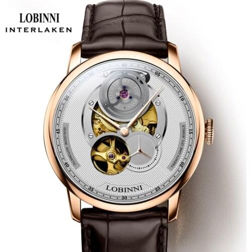LOBINI Men Mechanical Watches MIYOTA Movement Automatic Self-Wind Transparent Wristwatch Skeleton Men Waterproof Watch