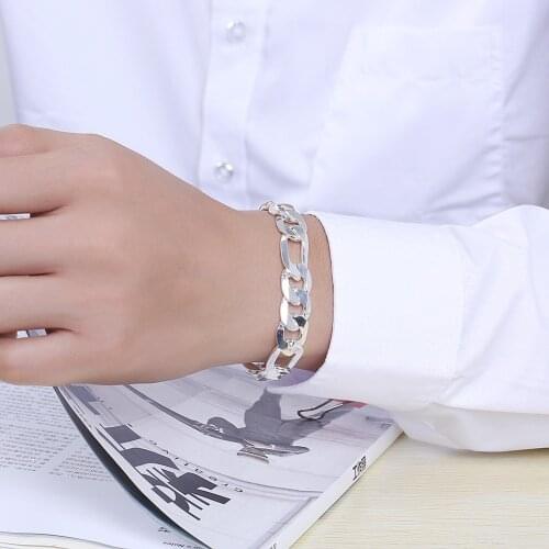 M925 - side swing bracelet male foreign trade 12M three simple one bracelet fashion geometric Feijia - bracelet H163