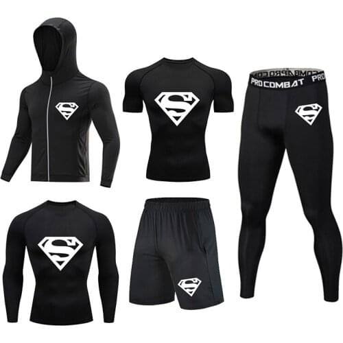 Autumn Mens Quick Drying Compression Sports Suit T-Shirt Jogging Running Training Fitness Gym Bicycle Basketball Training Suit