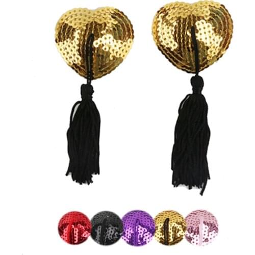 New Sexy Sex Product Toys Women Lingerie Sequin Tassel Breast Bra Heart Nipple Cover Pasties Stickers Nubra Nipple Pads