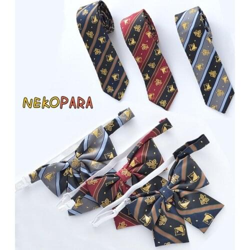 New Golden Maple Leaves Embroidery Necktie Neck Bow Bowtie Cute Japanese School Girls JK Uniform Student Jacquard Weave Necktie