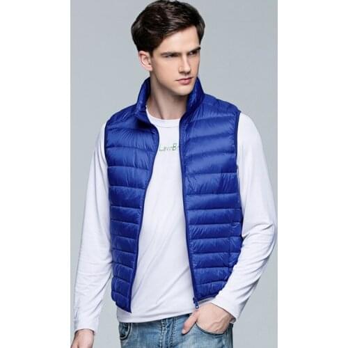 New Spring Autumn Light Thin White Duck Down Vest Men Stand Collar Outwear Vest Coat Man Sleeveless Windproof Jacket Vests Mw392