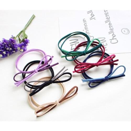 Korean Bow Knot Elastic Hair Tie Sweet Candy Solid Color Hair Band Rope For Women Girl Kid Ponytail Holder Hair Accessories 2020