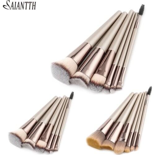 SAIANTTH new 6pcs makeup brushes set kit blush foundation eyebrow eyelashes eyeshadow High end cosmetic beauty tool maquiagem