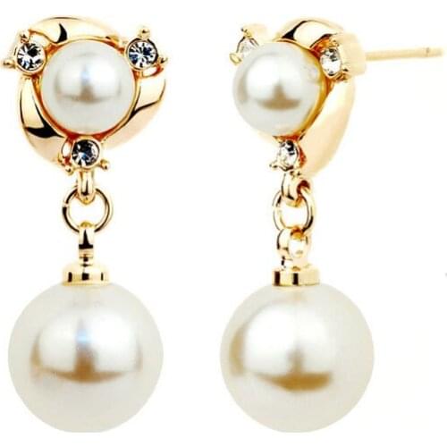 Vintage Fashion S925 Sterling Sliver Simulated Pearl Stud Earrings Rose Gold Pearl Earrings for Women Elegant Gifts 2020 New