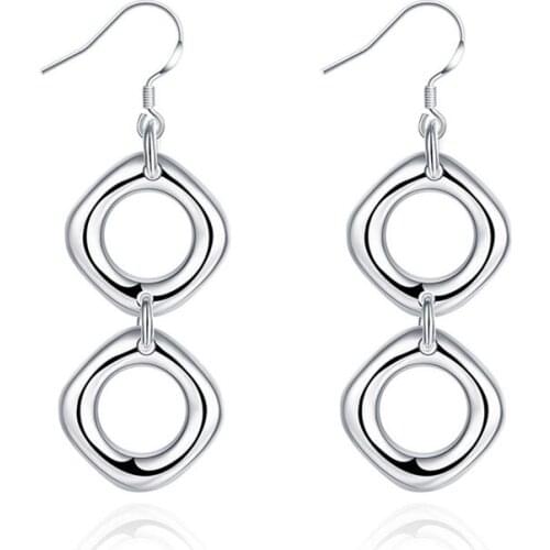 BABYLLNT 925 Silver Drop Round Shape Cube Earrings For Woman Wedding Engagement Party Fashion Charm Jewelry Gifts