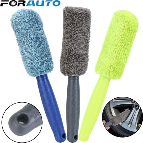 Car Wheel Tire Rim Brush Car Wash Beauty Microfiber Wheel Rim Detailing Brush With Plastic Handle Auto Washing Cleaner Tools