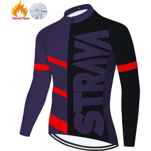 NEW 2021 STRAVA long sleeve cycling jersey ​Winter Thermal Fleece bike jersey for men women tricota ciclismo hombre invierno