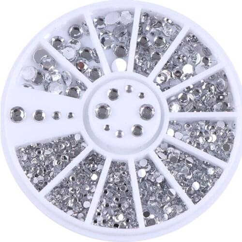1 Box Mixed Color Nail Art Rhinestone Shiny Crystal Diamond Nail Glitter Beads 3D Nail Art Decorations Nail Accessories In Wheel