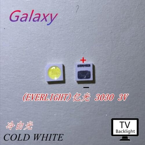 20pcs EVERLIGHT LED Backlight 1W 3030 3V Cool white 80-100LM TV Application 62-113TUN2C/S5000-00F/TR8-T