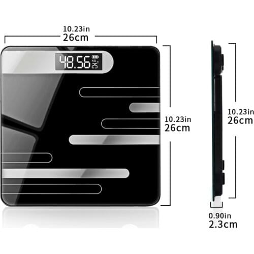 Weight Scale Bathroom Fat Glass Electronic Smart LCD Display Human Body Weighing Digital Major Display Shows Weather Temperature