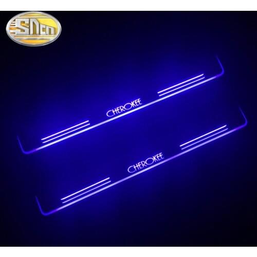Waterproof Acrylic Moving LED Welcome Pedal Car Scuff Plate Pedal Door Sill Pathway Light For Jeep Cherokee 2017 - 2020