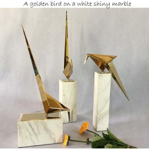 YILUNXI Annunciation Bird Stainless Steel Marble Decoration Home Crafts Hotel High-end decoration