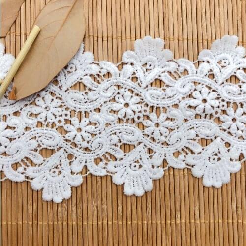 1 Yard/lot Width 9.8cm High Quality White Embroidered Lace Ribbon Water Soluble Milk Silk Lace Trim DIY Clothing Sewing Supplies