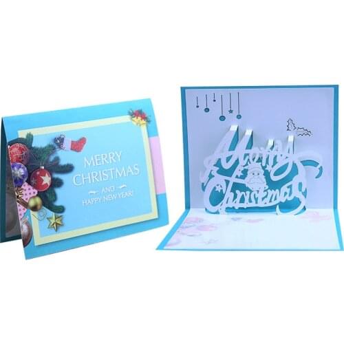 10pcs Wholesale 3D Handmade Merry Christmas and Happy New Year Paper Invitation Greeting Cards PostCard New Year Adult Kids Gift