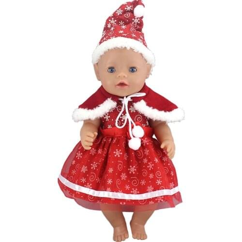 3pcs/set, Dress+Shawl+Hat, New Christmas Suit For 43cm Doll 17 Inch Reborn Babies Clothes