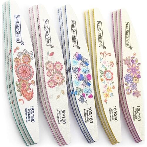 5pcs/lot Nail File Washable Nail Polish Manicure Pedicure Sandpaper File Nail Buffer Care Strong Thick Double-side Nail Tools