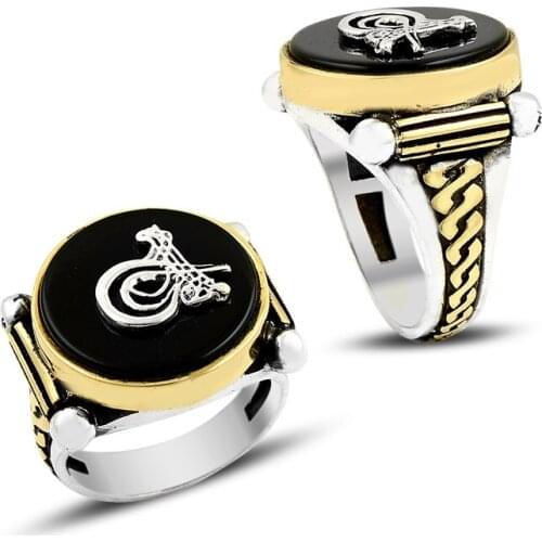 925 Silver Handcraft Ottoman Symbol Printed Exclusieve Rings for Men