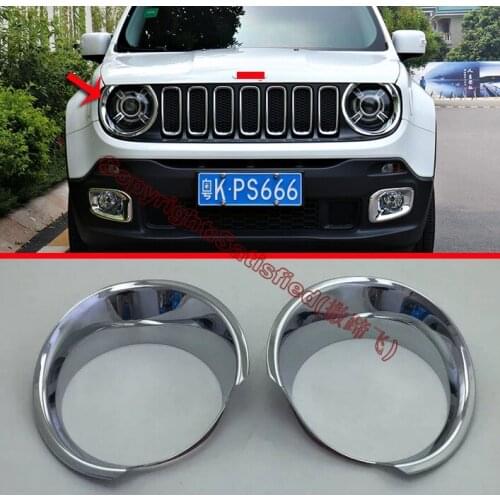 ABS Chrome Decorate Front Head Light Headlight Lamp Cover Trim Molding Frame For JEEP Renegade 2015 2016 2017