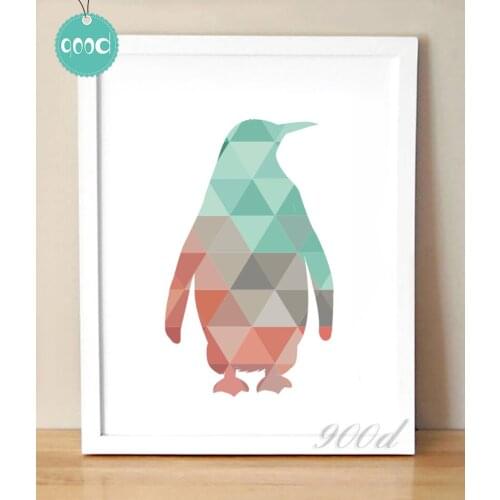 Geometric Penguim Canvas Art Print Painting Poster, Wall Pictures for Home Decoration, Home Decor 237-24
