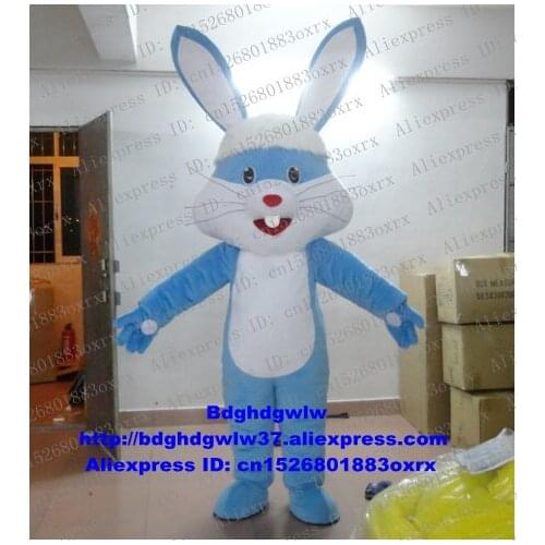 Blue Easter Bunny Osterhase Rabbit Hare Mascot Costume Adult Cartoon Character Floor Show Competitive Products zx1265