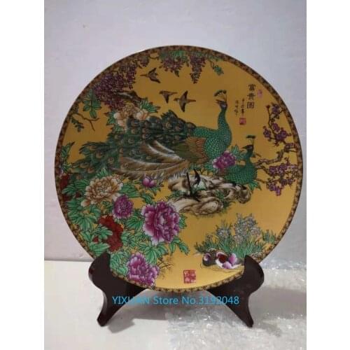 Nuevos productos, porcelana, artesanías, platos, pavos reales y riqueza, platos decorativos, adornos, adornos de porcelan