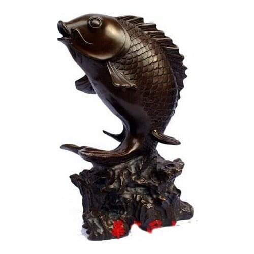 Chinese Bronze Copper Home Decoration Sculpture Fengshui Carp Chub Fish Statue