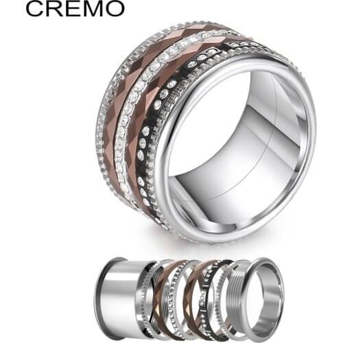 Cremo Vintage Stainless Steel Ring For Men Women Argent Statement Interchangeable Bague Femme Acier Inoxydable Ring Band