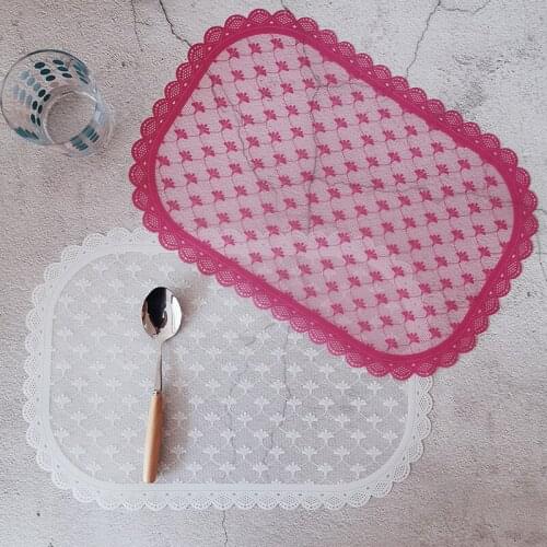Creative Square Lace Table Placemat Heat Insulation Non-slip Mat Waterproof Simple Ins Wind Food Cushion Kitchen Accessories