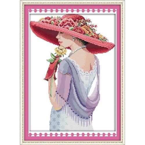Beauty woman cross stitch kit fashion 14ct 11ct pattern count print canvas stitching embroidery DIY handmade needlework