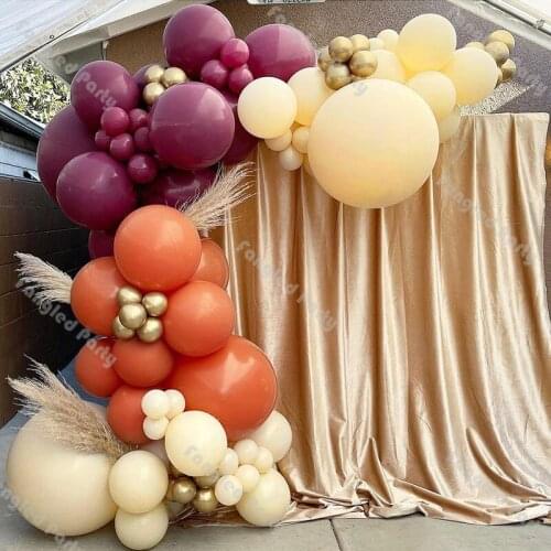 99pcs Balloon Arch Baby Shower Coral Yellow Burgundy Balloons Decor Birthday Party Wedding Anniversary Valentines Day Supplies