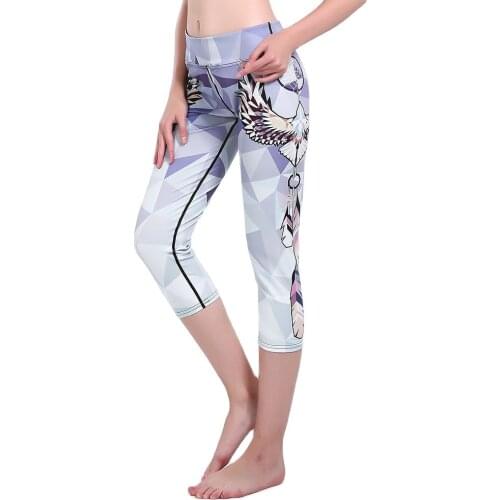 New Arrival Grey Sports Yoga Capris Pants For Women Summer Autumn Running Gym Breathable Pants 3 Patterns