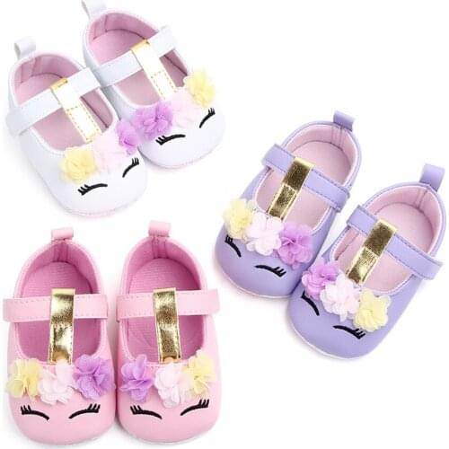 Baby Girls Shoes PU Leather Unicorn Casual Shoes Soft Sole Toddler Baby Shoes Prewalker Newborn First Walker