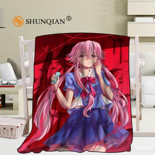 Custom Mirai Nikki Blanket Blending Fabric 56x80inch 50X60inch 40X50inch Sofa Bed Throw Blanket Kid Adult Warm Blanket