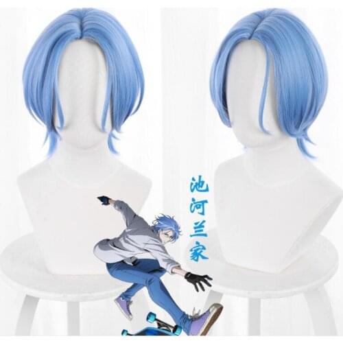 SK8 the Infinity Langa Cosplay Wig SK∞ Cosplay Blue Short Men Wigs Middle Part Mullet Heat Resistant Synthetic Hair