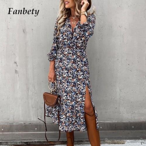 2021 Summer Sexy V-Neck Floral Print Dress Women Retro Beach Wear Long Sleeve Party Dress Sundress Robe Slim Fit Dress Vestidos