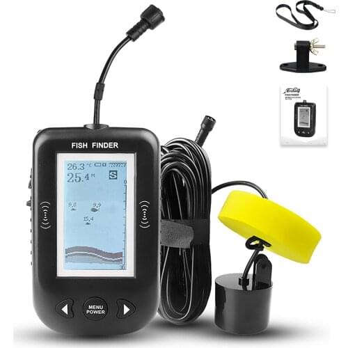 Portable Fishing Finder with Wired Sonar Transducer Handheld Wired Fish Alarm Finder with 0.6-100m Detection Depth