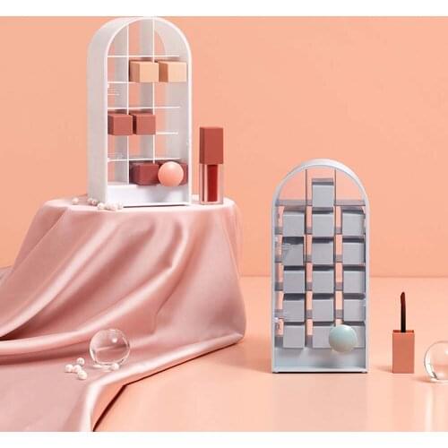 18 Grids Capacity Lipstick Transparent Cosmetic Storage Box Case Desktop Makeup Organiser Handle Shelf Acrylic Makeup Organizer
