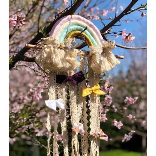 Rainbow Hair Bows Storage Belt for Girls Hair Clips Barrette Hairband Hanging Organizer Strip Holder for Hair Accessories