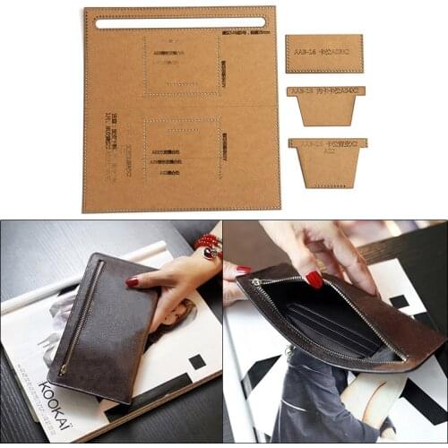 1Set DIY Kraft Paper Template New Fashion Doka Ultra-thin Long Wallet Leather Craft Pattern DIY Stencil Sewing Pattern 12.5*24cm