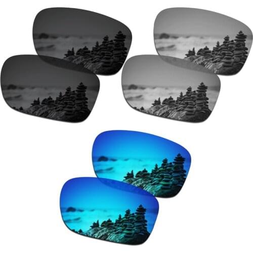SmartVLT 3 Pairs Polarized Sunglasses Replacement Lenses for Oakley Holbrook Stealth Black and Silver Titanium and Ice Blue
