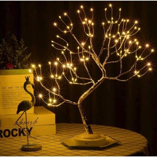 LED Copper Wire Night Light Tree Fairy Lights Home Decoration Night Lamp For Bedroom Bedside Table Lamp USB And Battery Operated