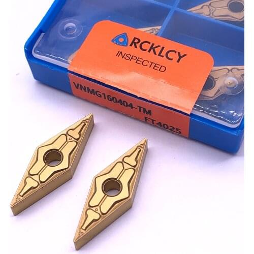 10pcs RCKLCY Carbide Blade VNMG160404 TM FT4025 Turning Tool Lathe CNC Lathe Cutter Turning Tool Inserts for steel