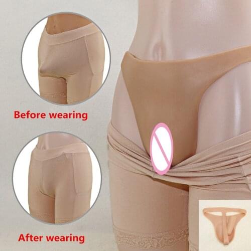 Abalone vagina All Silicone Crossdresser artificial vagina Panty Can Hide Penis Can Pee Fake Vagina Panties Boxer Underwear