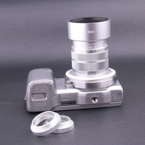 High quality Fujian CCTV 35mm f1.7 Lens C Mount For Sony NEX-5 NEX-3 NEX-7 NEX-5C NEX-C3 NEX silver +lens hood