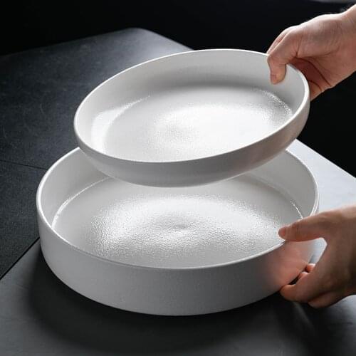 Western soup plate Japanese ceramic deep plate matte ins plate fish plate household dish salad plate large lobster plate